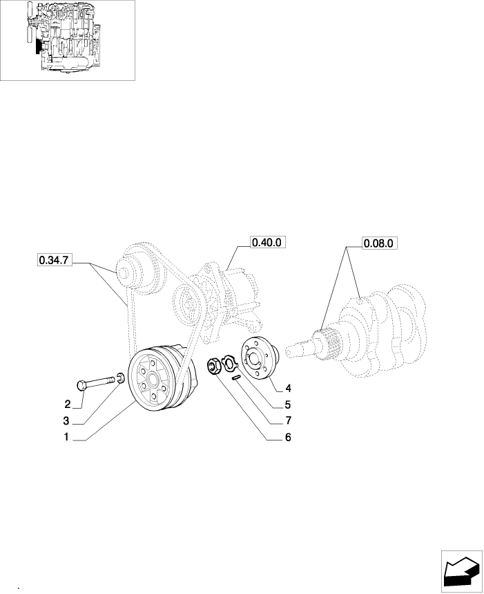 0.08.4 CRANKSHAFT PULLEY AND HUB