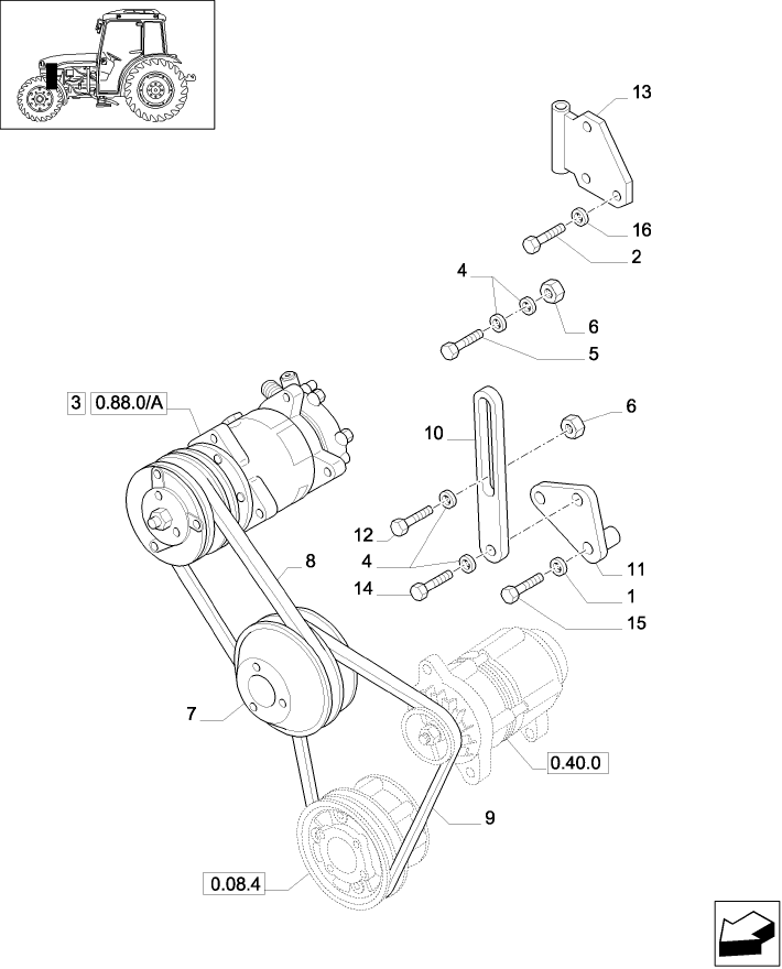 0.88.0(01) (VAR.577-608) CAB - AIR CONDITIONING UNIT - COMPRESSOR AND BELTS