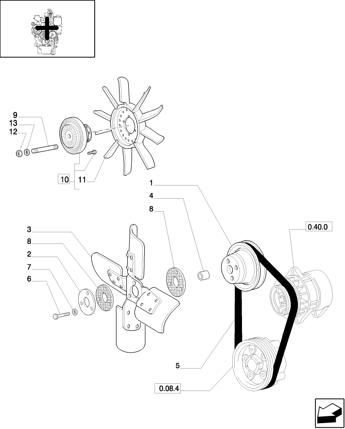 0.34.7(01) FAN, PULLEY & BELT