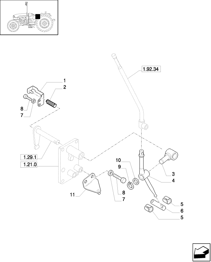 1.29.1/ 1(01) (VAR.111/1) ADDITIONAL REDUCTION GEAR 28+16, REVERSER TRANSMISSION LEVER AND RELEVANT PARTS.