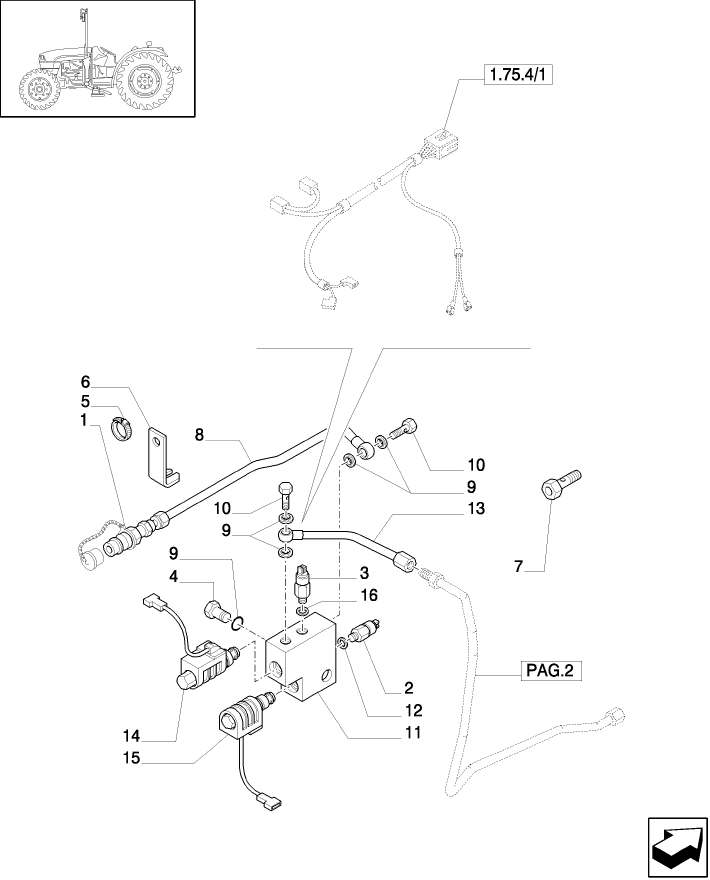 1.82.713/ 3(03) (VAR.372) TRAILER BRAKE VALVE (ITALY) FOR REAR CONTROL VALVES, PIPES