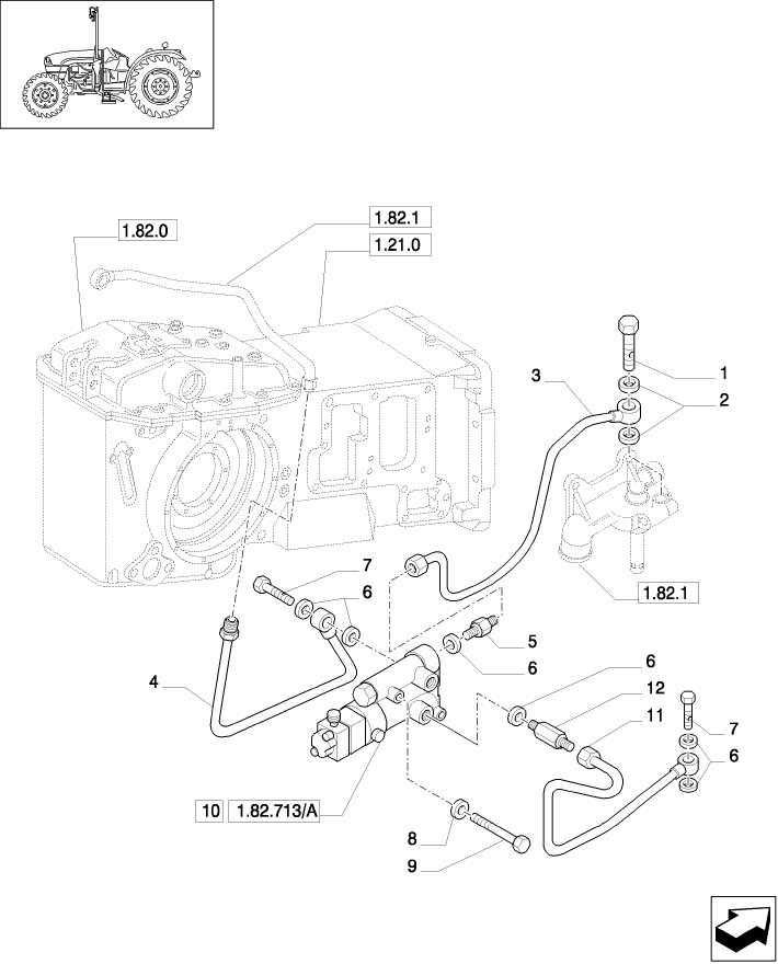 1.82.713/ 1(01) (VAR.372) TRAILER BRAKE VALVE (ITALY) - PIPES