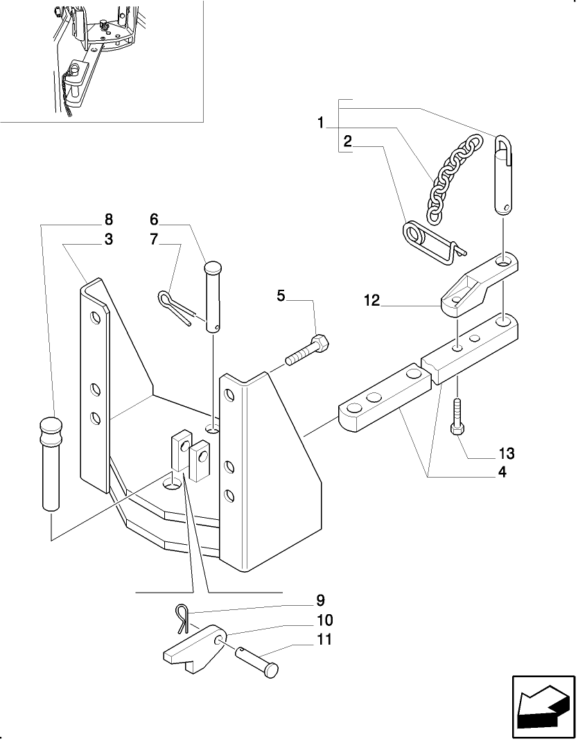 1.89.0/ 3 (VAR.896) SUPPORT AND SWINGING DRAWBAR CAT. "A" 33MM. - PARTS