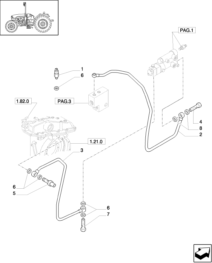 1.82.716(02) (VAR.373/1) TRAILER BRAKE VALVE (ITALY) FOR FRONT HPL W/ELECTRIC CONTROL - PIPES