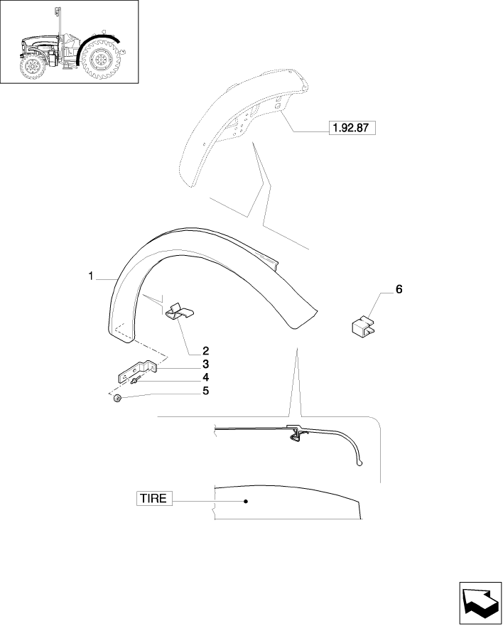 1.92.87/04 (VAR.499) MUDGUARDS SIDE SHIELD, LOWER POSITION, 20" TYRES - L/CAB