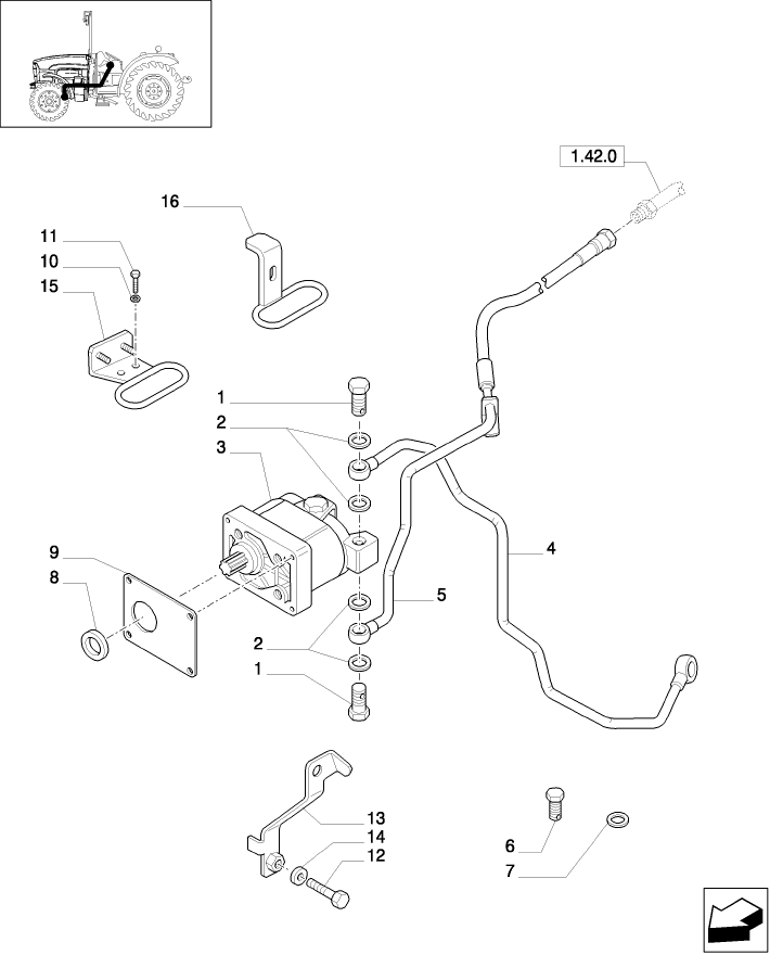 1.42.0/02 (VAR.271) HI-LO - SERVO-ASSISTED STEERING HYDRAULIC SYSTEM, OIL PUMP AND PIPES