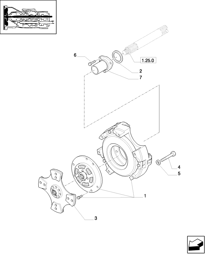 1.25.0/ 8(02) (VAR.281) NASO - 8+8 (30 KM/H) P.SHUTT. FOR AIR CON. CAB - CLUTCH - D3937 - C4737