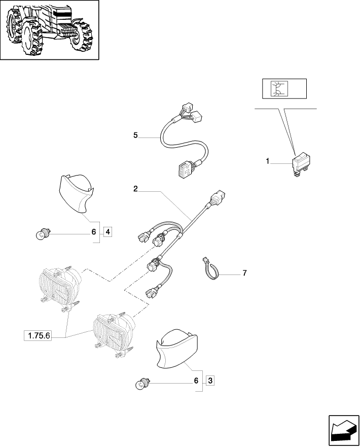 1.75.6/ 3(01A) (VAR.773/1) CORNER LIGHTS - SWITCH AND WIRES - D4709