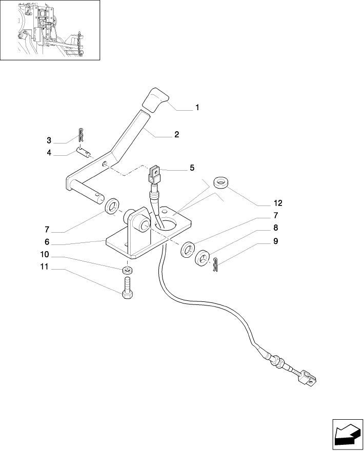 1.89.3/01(02) (VAR.216) SWIVEL HOOK FOR EEC, VERTICAL ADJUST SLIDING (GERMANY) W/CAB - LEVER AND BRACKET