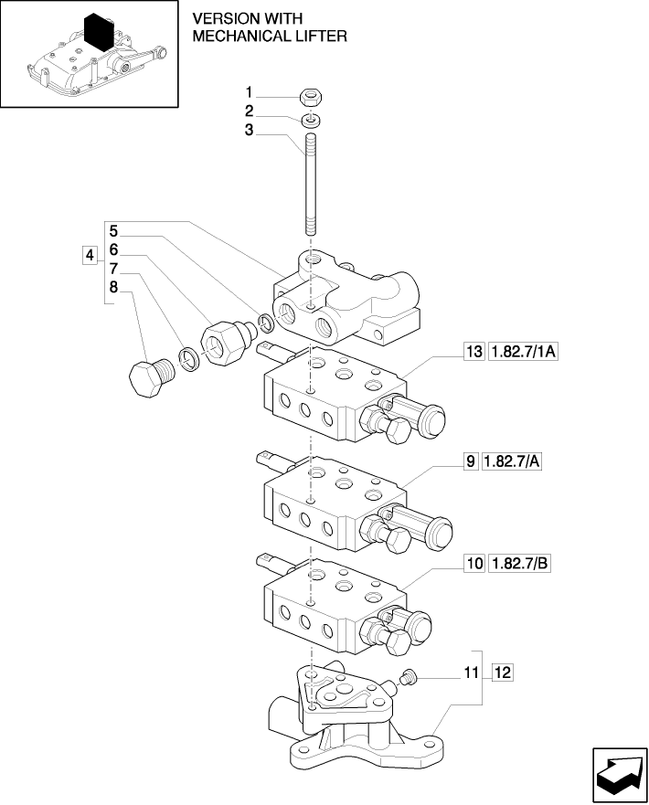 1.82.7/16(01) THREE POINT HITCH W/QUICK ATTACH ENDS, W/HYD. STABILIZERS, RH HYD.LIFT ROD AND 3 REMOTES (VAR.949)