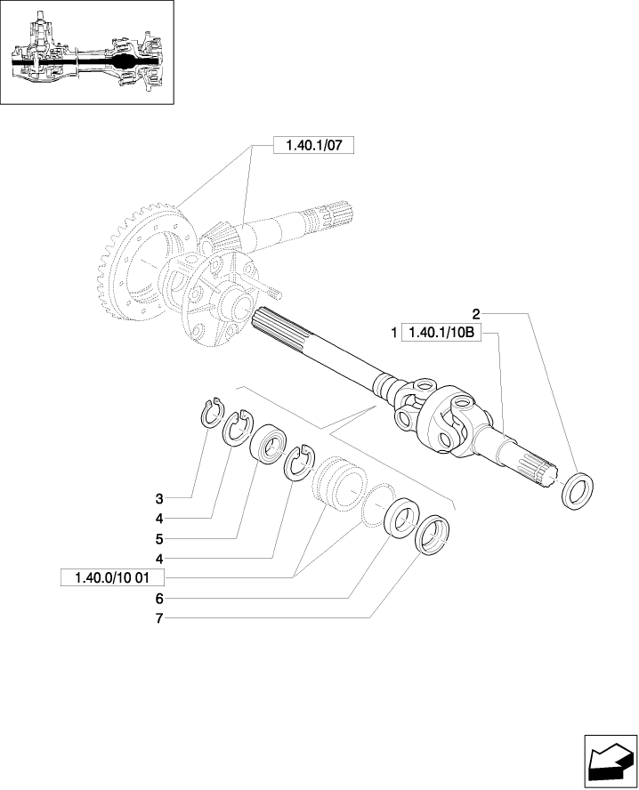 1.40.1/10(01) (VAR.320) HIGH SPEED RING GEAR & PINION 4WD W/FRONT BRAKE-DIFFERENTIAL GEARS & SHAFT