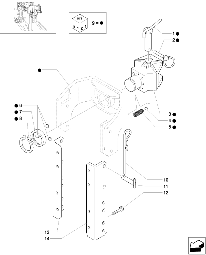 1.89.3 (VAR.886) SWIVEL HOOK, VERTICAL ADJUST, W/PIN, 33MM HOLE