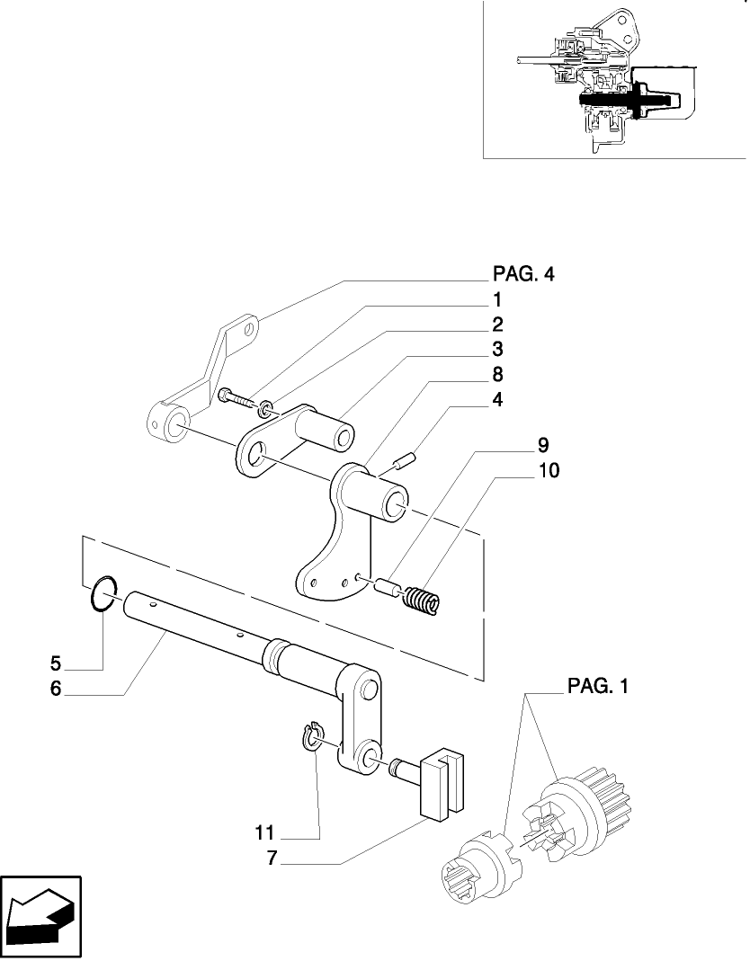 1.80.1/ 3(03) (VAR.804) SYNCHRO MESH GEARED POWER TAKE-OFF (540-540E RPM) - ROD AND LEVER