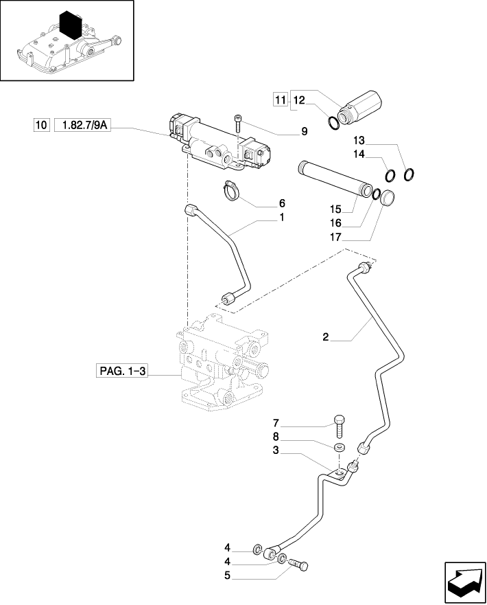 1.82.7/24(04) (VAR.126-127) ELECTRONIC LIFT (OPEN CENTER) - VALVE AND PIPES - D4768