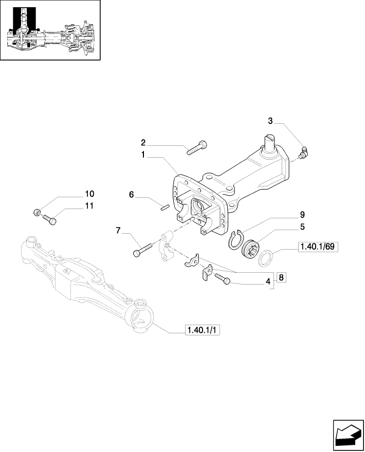 1.40.1/58(01) (VAR.812-819) FRONT P.T.O. LIFT- SUPPORT