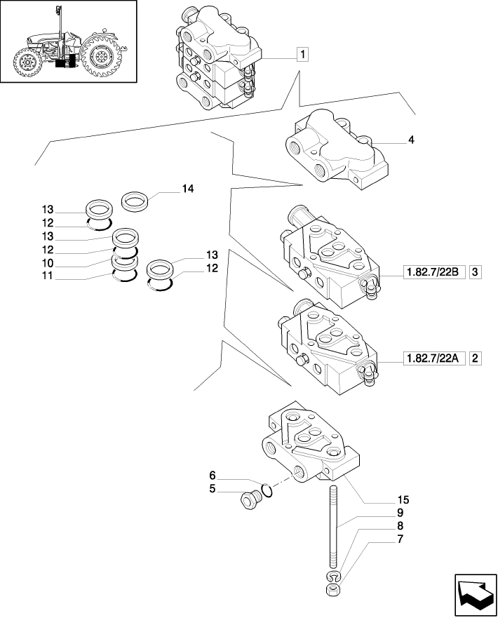 1.82.7/23(01) (VAR.157-159)  2 CONTROL VALVES WITH JOYSTICK FOR FRONT LIFT