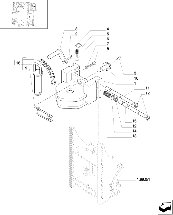 1.89.0/ 6 (VAR.932) TOW HOOK CATEGORY "D2" (SLIDING)