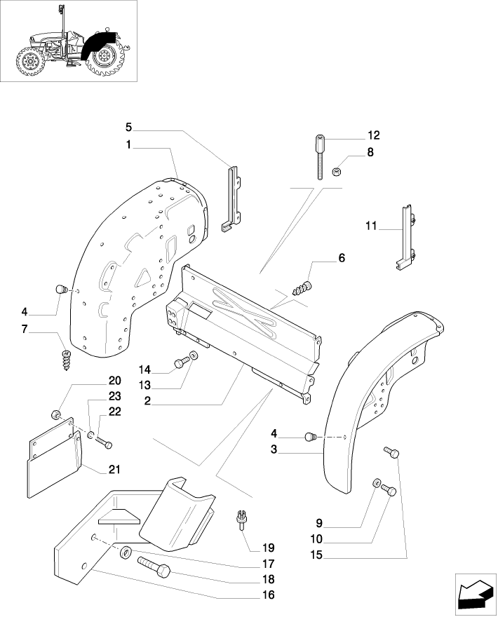 1.92.87(02) MUDGUARDS AND FOOTBOARDS, SUPPORT FOR TRAILER BRAKE CONTROL LEVER