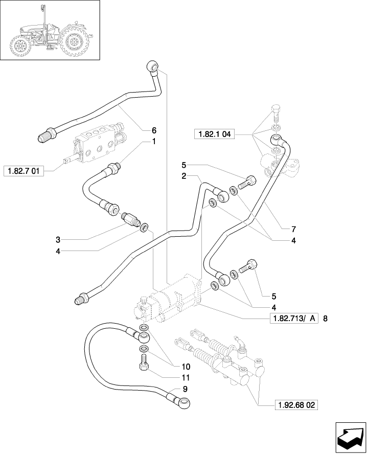 1.82.713/03(01) (VAR.372) TRAILER BRAKE VALVE (ITALY) FOR REAR CONTROL VALVES, PIPES (L/CAB).