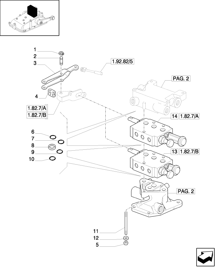 1.82.7/14(01) ELECTRONIC LIFTER (OPEN CENTER) - EXTRA EXTERNAL CONTROL VALVE (VAR.821-832)