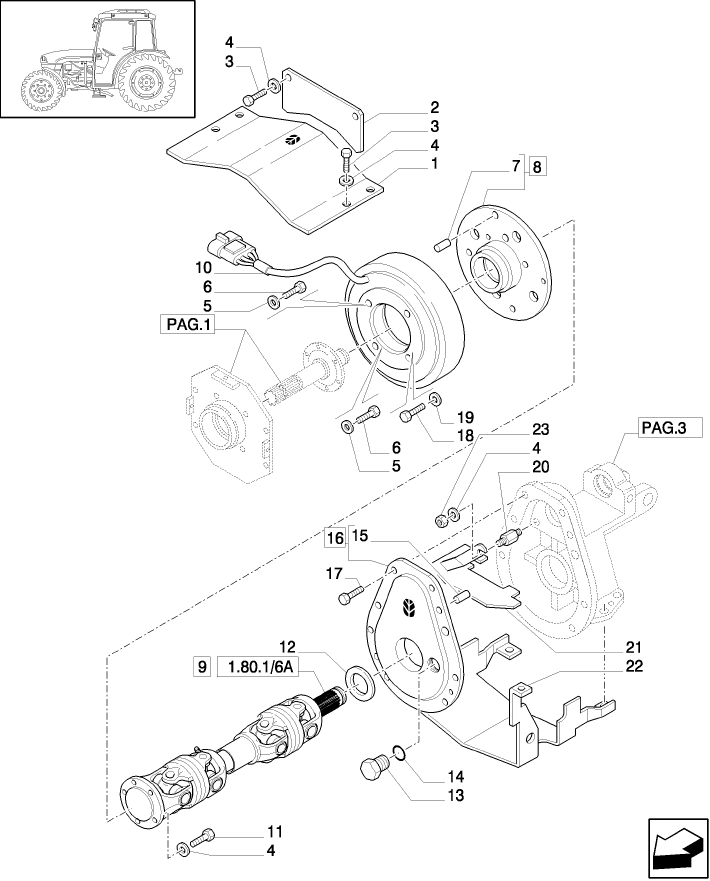 1.80.1/ 6(02) FRONT HPL AND FRONT P.T.O. - ELECTROMAGNETIC CLUTCH - JOINT (VAR.812-819)