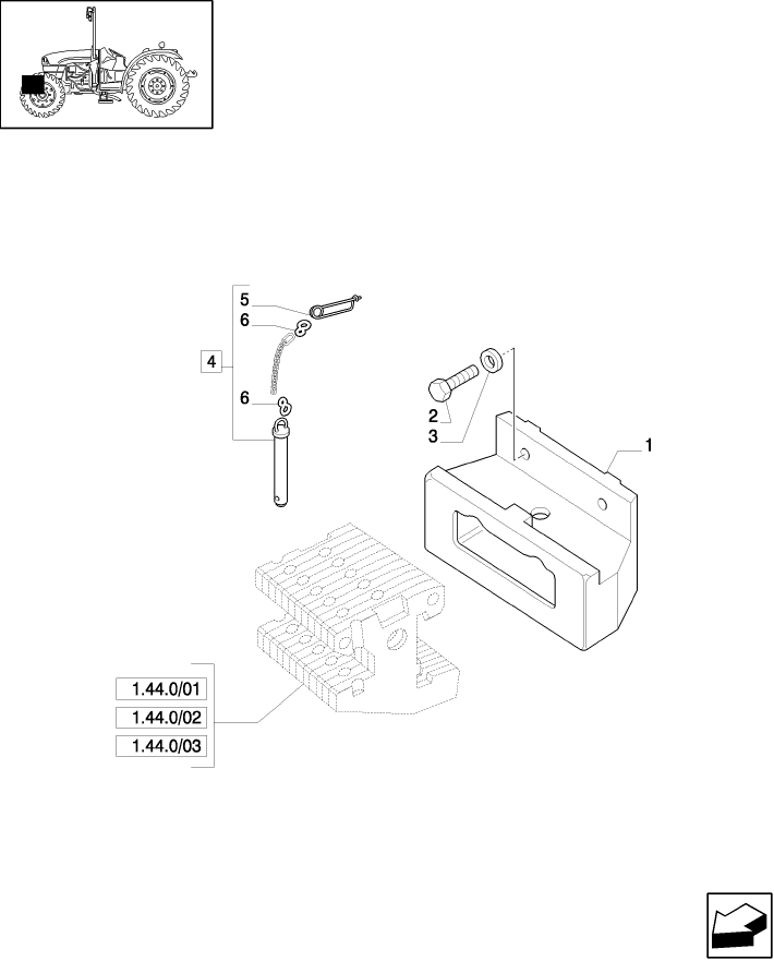 710225290 (DIA KIT) FRONT WEIGHT CARRIER ( 60 KG.)