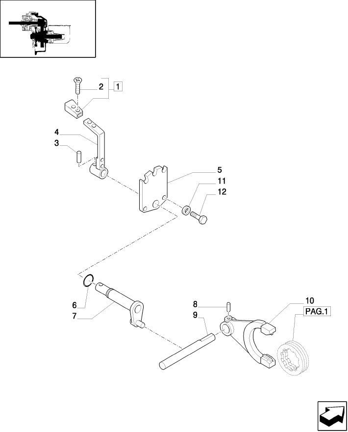 1.80.1(02) POWER TAKE-OFF (540-750 RPM) - COUPLING LEVER AND FORK