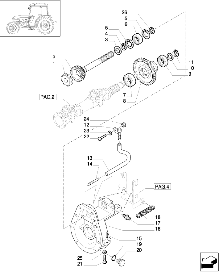 1.80.1/ 4(03) (VAR.812-819) FRONT HPL AND FRONT P.T.O. - HOUSING AND DRIVE SHAFT