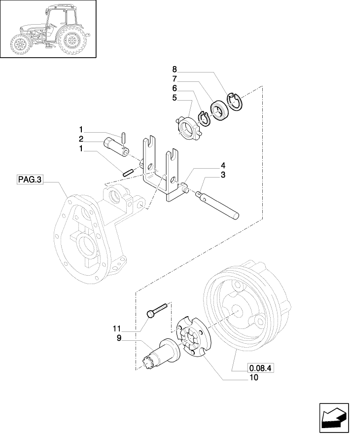 1.80.1/ 4(04) (VAR.812-819) FRONT HPL AND FRONT P.T.O. - COUPLING FORK AND FLANGE