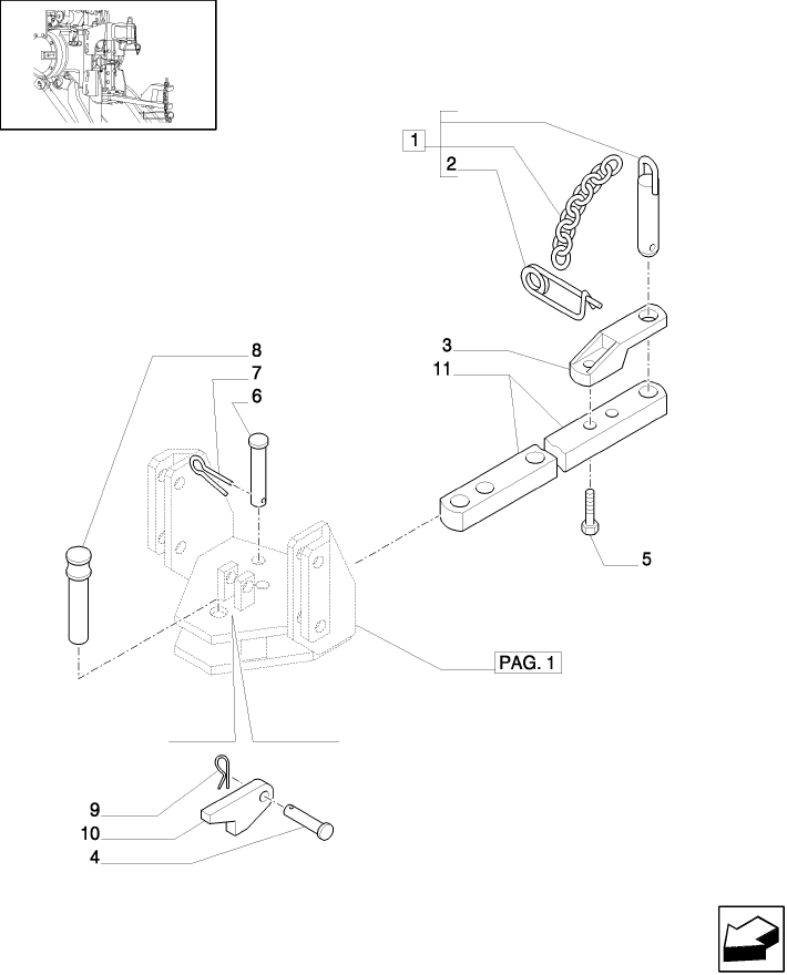 1.89.1(02) (VAR.906) SUPPORT AND DRAWBAR CATEGORY "C" TOW HOOK 29MM