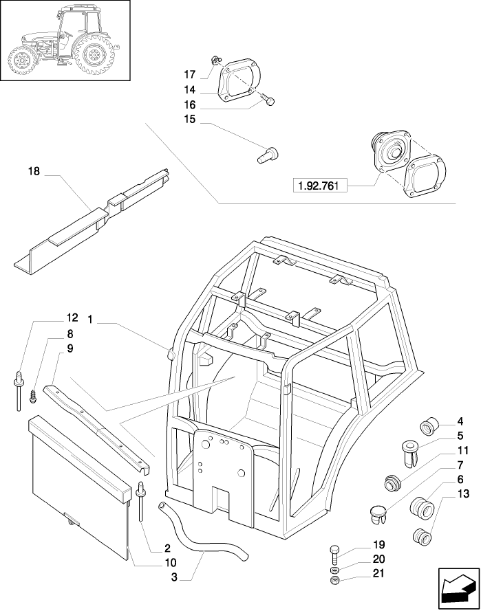 1.92.96 CAB FRAME - SUN SHADE - RADIO BRACKETS