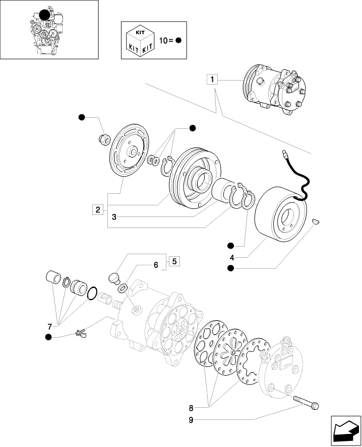 0.88.0/  A (VAR.608) AIR CONDITIONING COMPRESSOR - PARTS - W/CAB