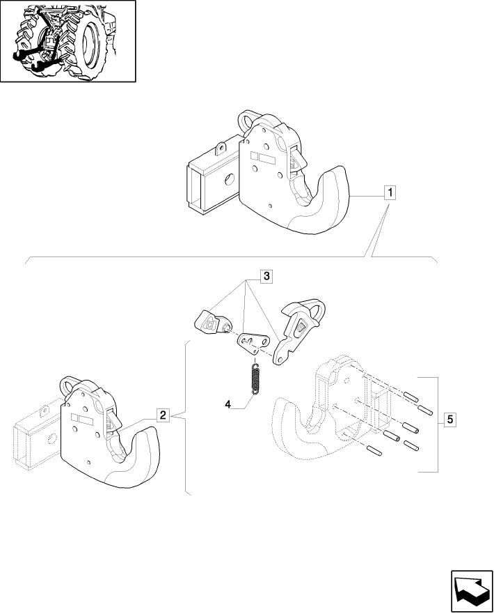 1.89.6/06A(01) I"C.B.M." QUICK COUPLING  FOR LIFT ARMS - PARTS.