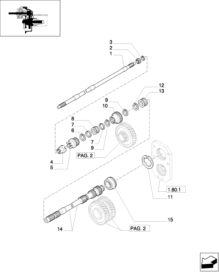 1.80.1/03(01) (VAR.817) SYNCHRO MESH GEARED POWER TAKE-OFF (540-540E-1000 RPM) - SHAFTS AND GEARS