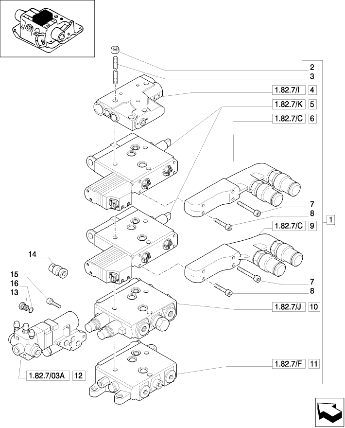 1.82.7/29(03) (VAR.377) 2 CCLS (EDC) ELECT.CONTROL VALVES WITH TRAILER BRAKE VALVE (ITALY) AND ASSOCIATED PARTES - D5504