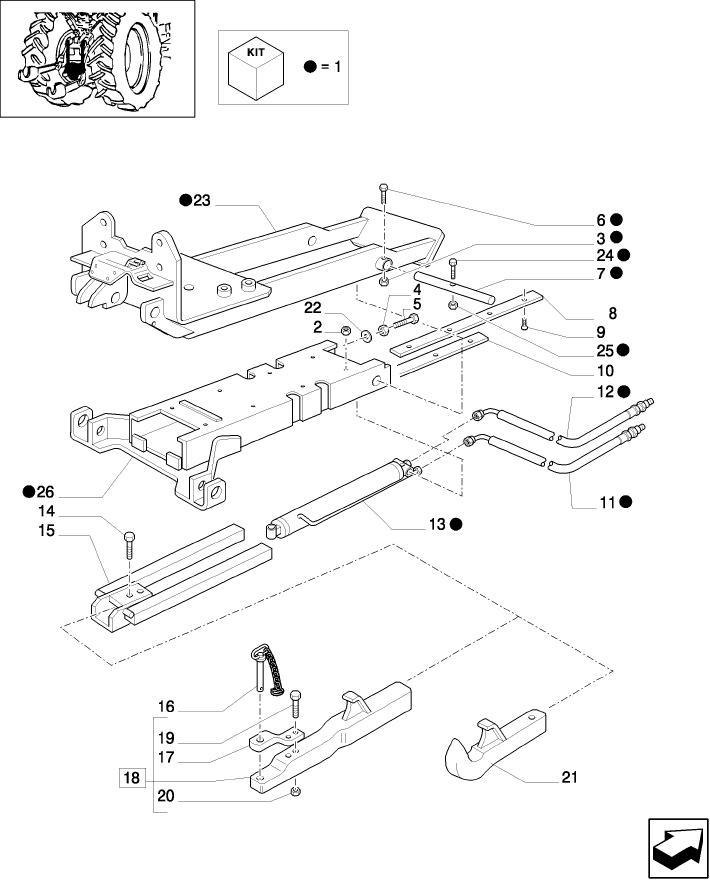 1.89.3/02(02) (VAR.023-063) AUTOMATIC HITCH - (WITH 1 ADDITIONAL JACK) - TOW HOOK