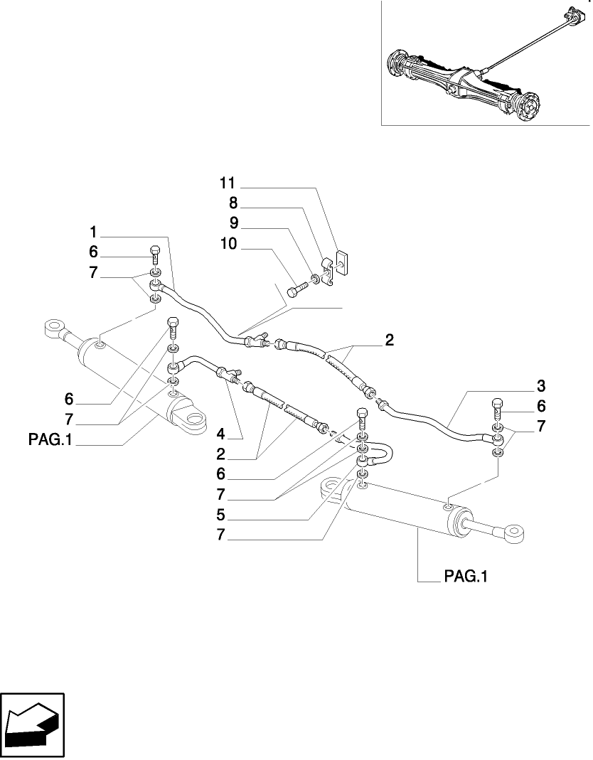 1.40.0/12(02) FRONT AXLE - HYDRAULIC STEERING CYLINDER (4WD)