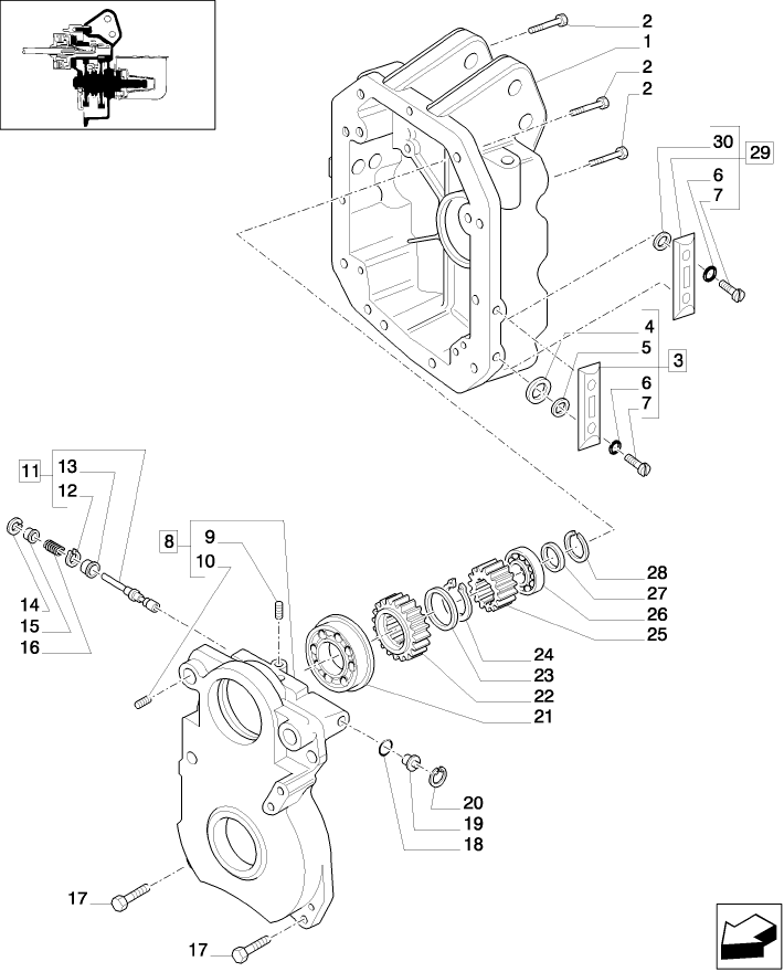 1.80.1/01(01) (VAR.807) NON-SYNCHRONIZED 540-1000 RPM POWER TAKE-OFF - COVER AND ASSOCIATED PARTS