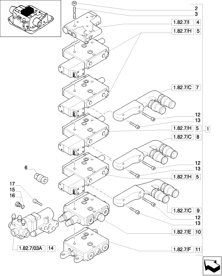 1.82.7/30(02) (VAR.378) 4 CCLS (EDC) ELECTR. CONTR. VALVES WITH TRAILER BRAKE VALVE (ITALY) AND ASSOCIATED PARTES - C5504