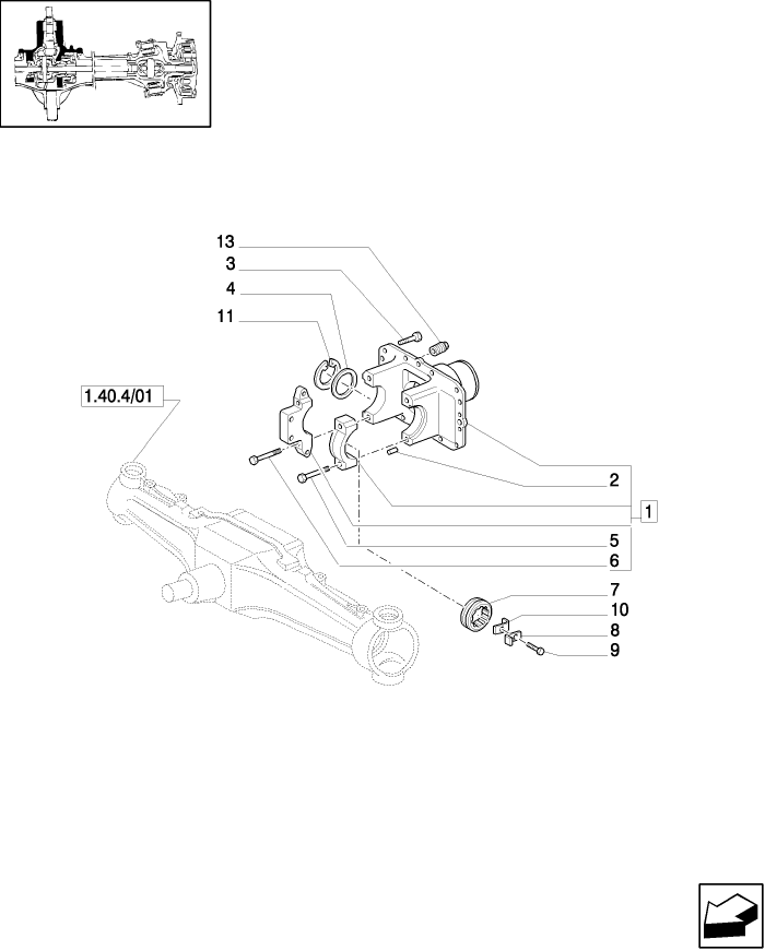 1.40.4/05 (VAR.309/1-359/1) 4WD FRONT AXLE WITH SUSPENSIONS AND TERRALOCK , BRAKES -  SUPPORT