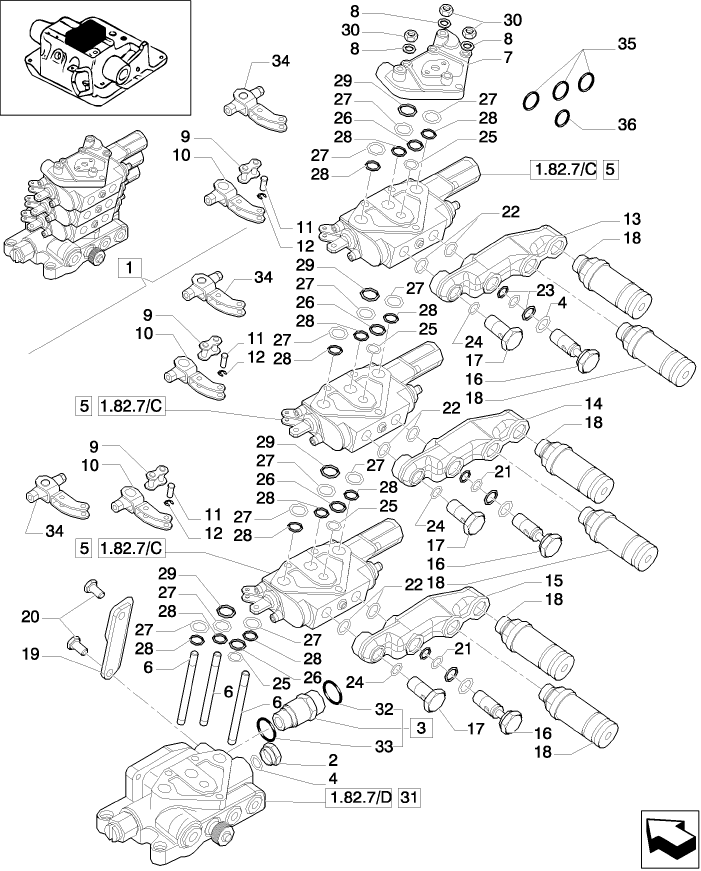 1.82.7/  B (VAR.265) 3 REMOTE VALVE & RELATED PARTS