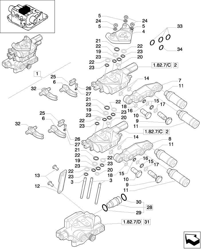 1.82.7/  A 2 REAR CONTROL VALVES - COMPONENTS PARTS