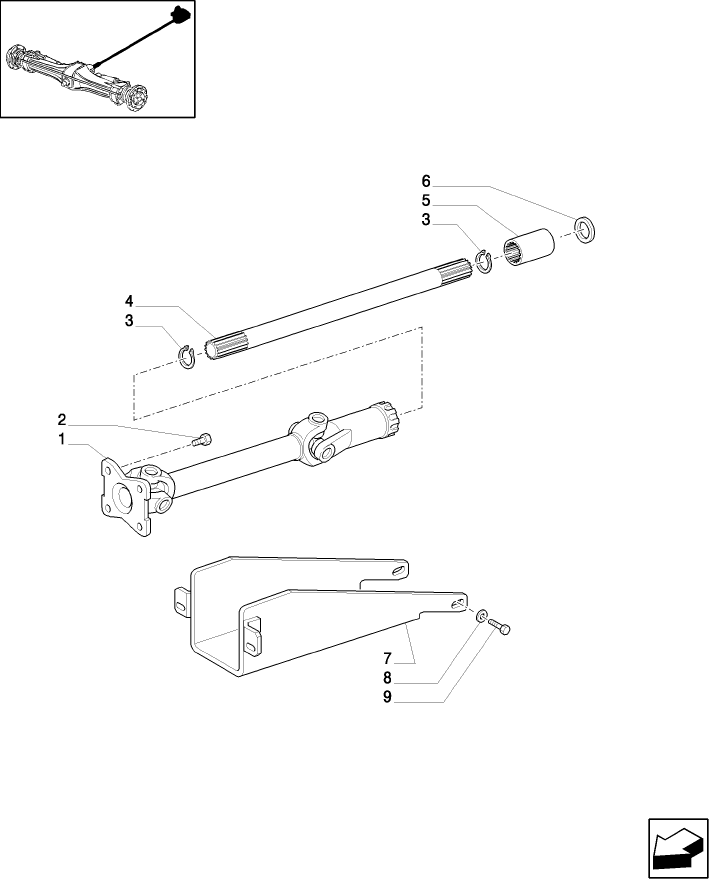 1.38.5/01 (VAR.301/1-358/1) 4WD FRONT AXLE WITH SUSPENSIONS AND TERRALOCK -  PROPELLER SHAFT