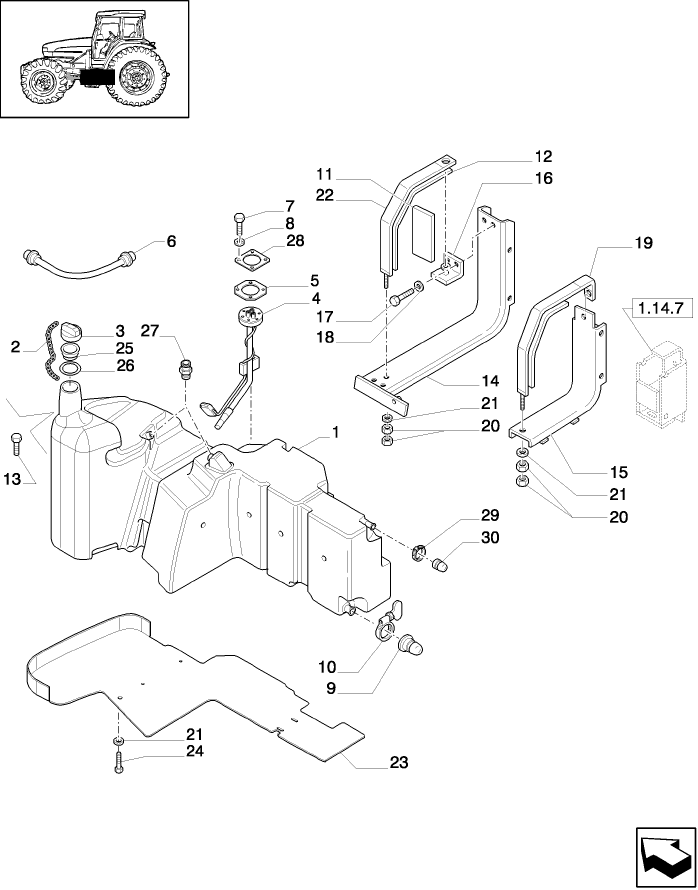 1.14.0/03(02A) (VAR.134-587) SUPERSTEER FRONT AXLE - FUEL TANK AND RELATED PARTS - D5533