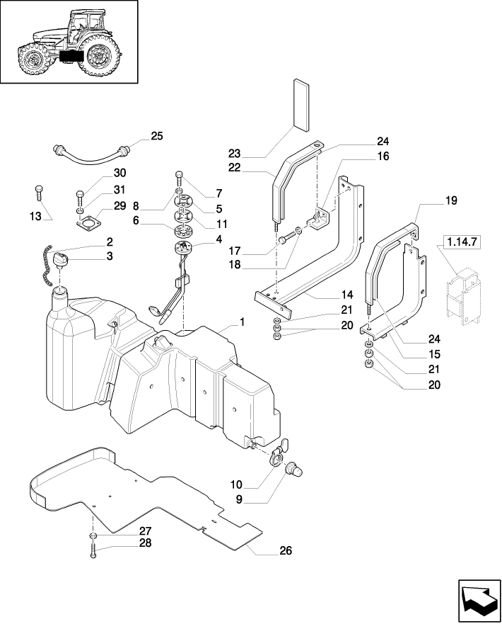 1.14.0/03(02) (VAR.134-587) SUPERSTEER FRONT AXLE - FUEL TANK AND RELATED PARTS - C5533