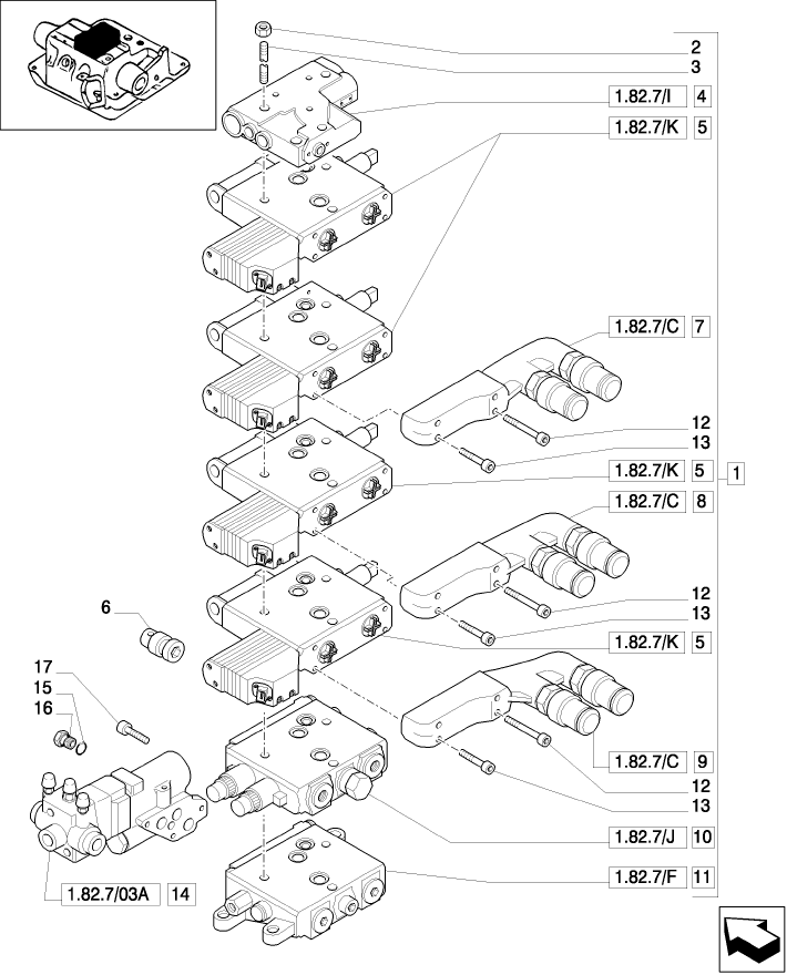 1.82.7/30(05) (VAR.378) 4 CCLS (EDC) ELECTR. CONTR. VALVES WITH TRAILER BRAKE VALVE (ITALY) AND ASSOCIATED PARTES - D5504