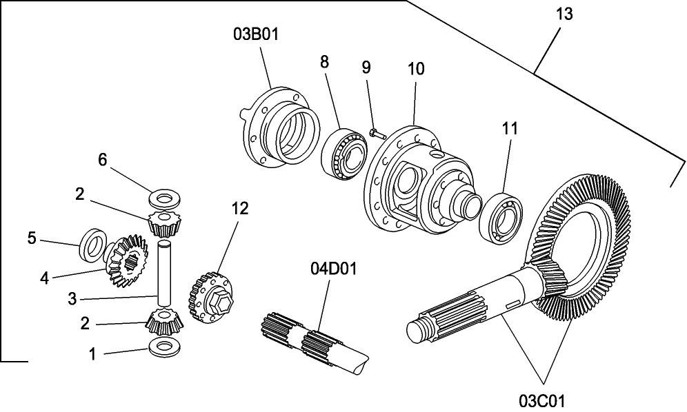 03C01 4WD FRONT AXLE, DIFFERENTIAL AND PLANETARY GEARS