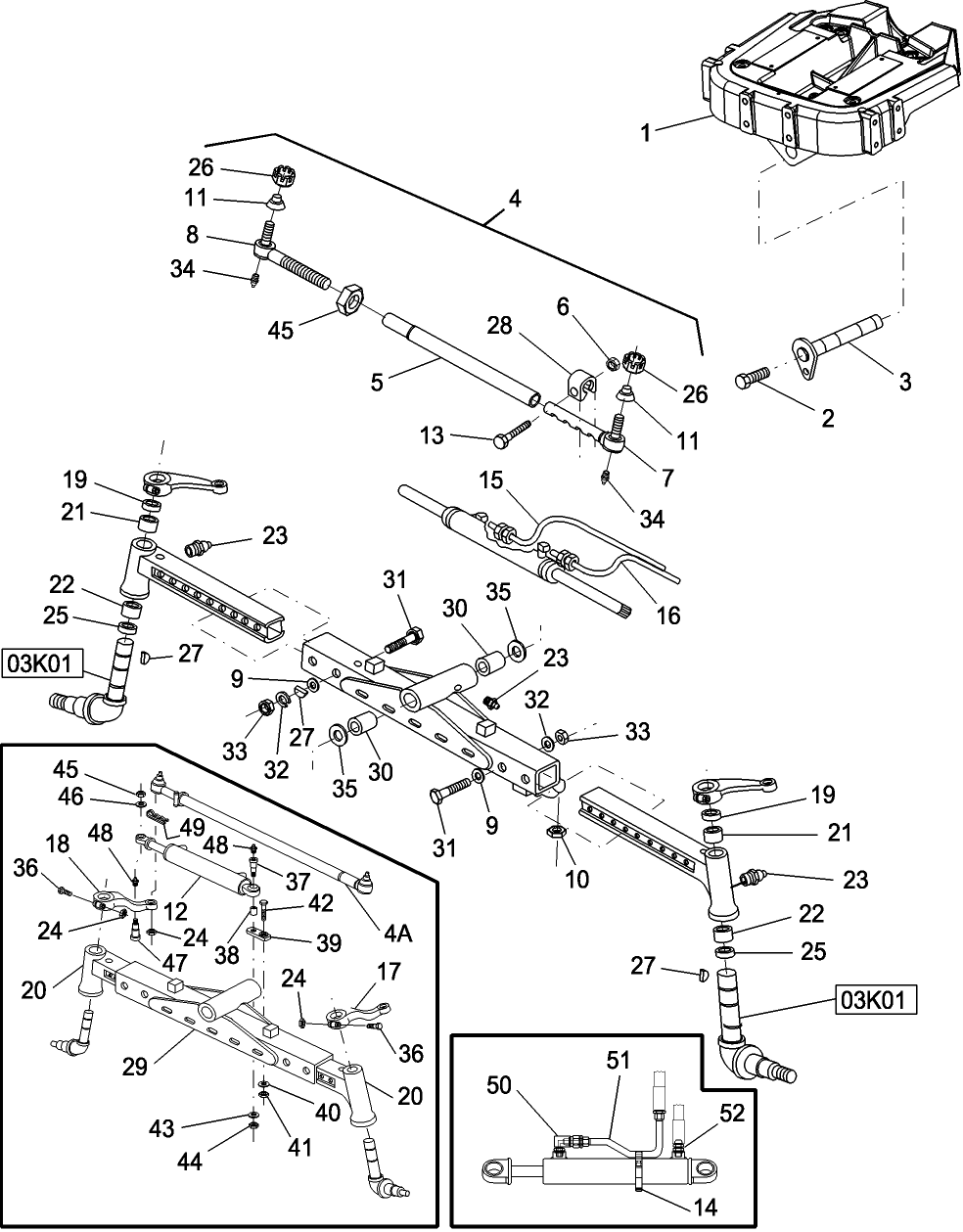 03N01 2WD FRONT AXLE STEERING SYSTEM AND RELATED PARTS