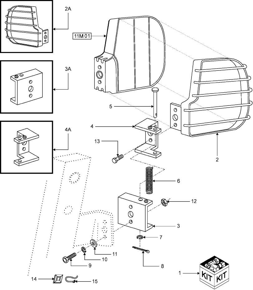 17E01 KIT, HINGE & GUARD, FLASHER LAMP - 718387215