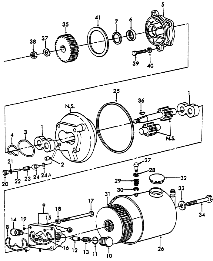 03C03 POWER STEERING PUMP & RESERVOIR, 8700, 9700, TW10, TW20 & TW30